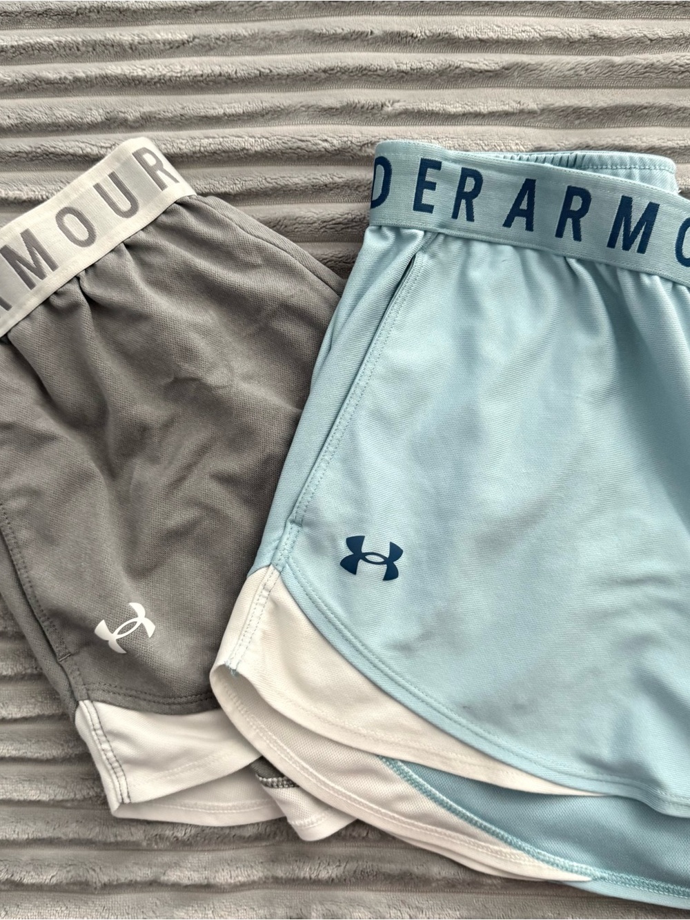 Under Armour Women's Shorts - Light Blue & Gray with White Trim